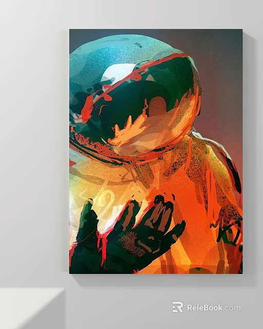 Astronaut Portrait Abstract Style With Vibrant Colors And Hand Reaching Out 3d model 
