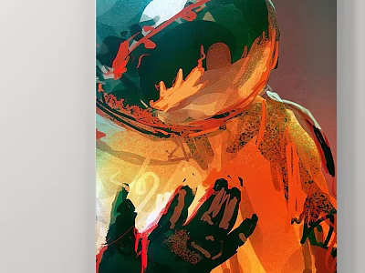 Astronaut Portrait Abstract Style With Vibrant Colors And Hand Reaching Out 3d model