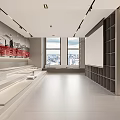 Modern Public Office Space With Open Layout White Desks Chairs Green Plant Staircase And Bookshelves
