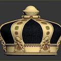 Exquisite Jewelry Crown With Gold Details Black Base And Red Green Purple Gemstones