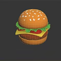 Delicious Classic Hamburger With Sesame Seed Bun Lettuce Tomato Cheese And Beef Patty