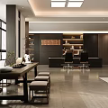 Modern Office Interior Design With Sofa Coffee Table Shelves And Floor to Ceiling Windows