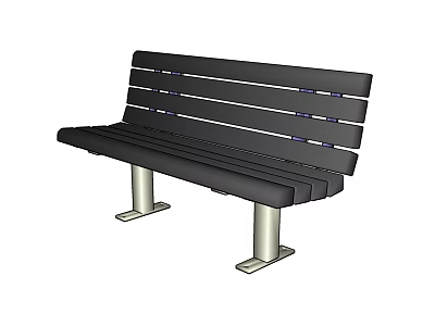 Landscape Bench with Slatted Wooden Seat and Metal Support Legs Modern Outdoor Design 3d model