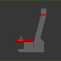 Red and Gray Portable Computer Device With Screen Buttons Knobs Handle and Stand 3d model