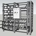 Stainless Steel Industrial Frame With Multiple Shelves And Control Panel 3d model
