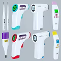 Different Colored Non Contact Thermometers As Medical Devices With Digital Display And Ergonomic Design