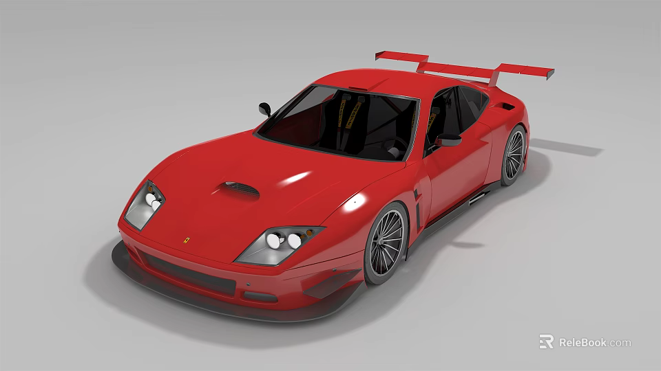 Stunning Red High Performance Sports Car Exterior With Rear Spoiler And Black Rims 3d model 