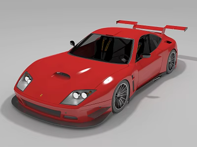 Stunning Red High Performance Sports Car Exterior With Rear Spoiler And Black Rims 3d model