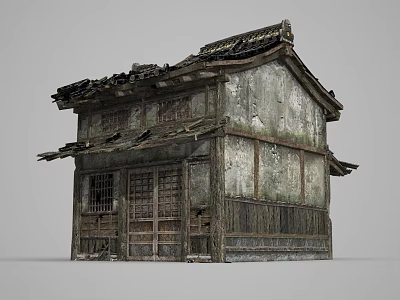 Ancient Traditional Architecture With Weathered Roof Wooden Structure And Old Walls 3d model