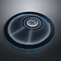 Sleek Modern Circular Tech Gadget Featuring Blue Edge And Concentric Glowing Rings 3d model