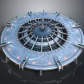Detailed Futuristic Circular Metallic Structure With Illuminated Core And Tech Frames 3d model