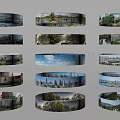Circular Components Featuring Mountain Water City Skyline Park and Green Scenery