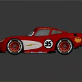 Red Cartoon Race Car With Blue Eyes Rust-eze Logo And Number 95 On Body