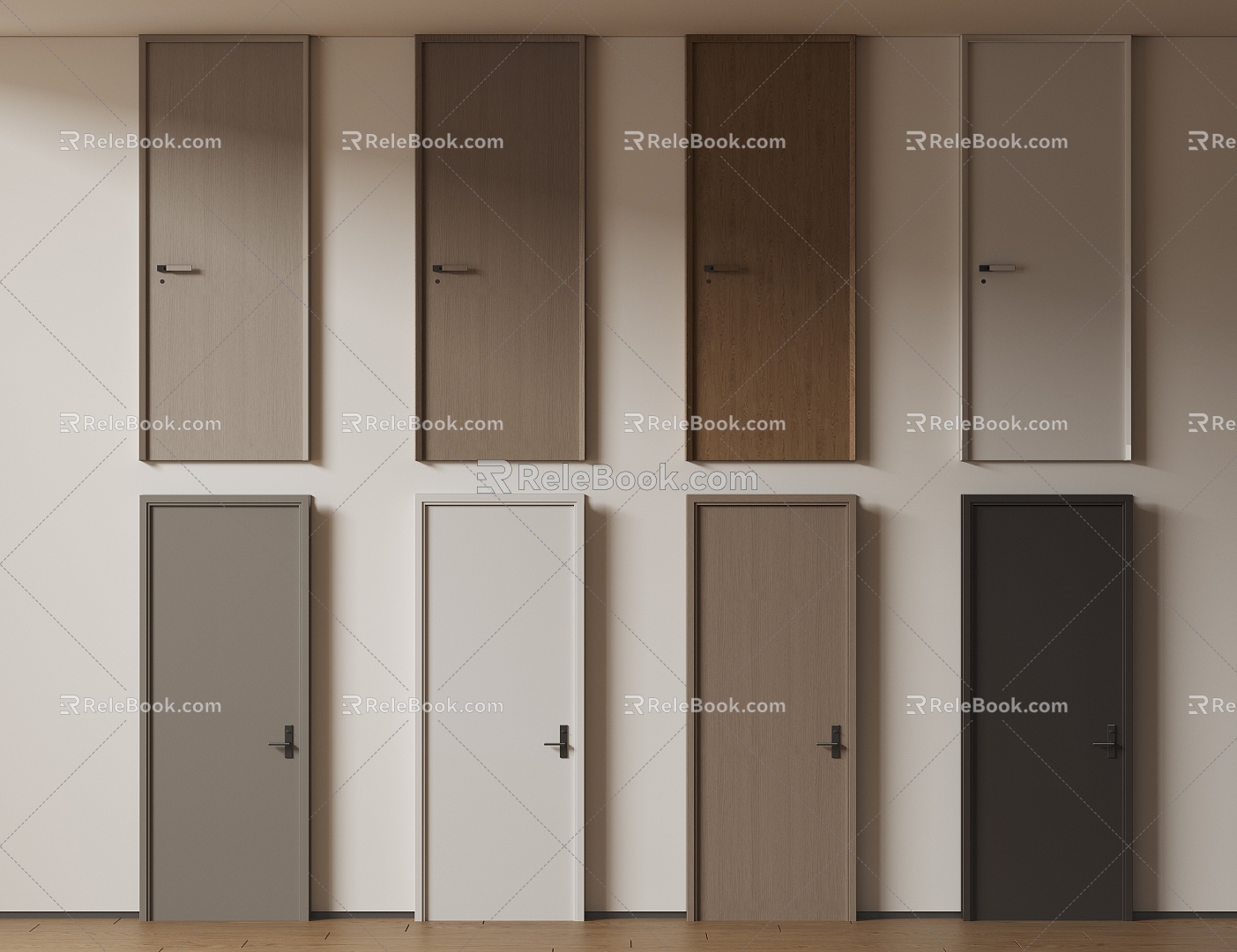 Modern Minimalist Single Door Room Door Bedroom Door Flat Door Solid Wooden Door Swing Door 3d model