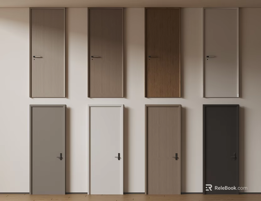 Stylish Hinged Doors in Various Colors for Home Interior Design 3d model 