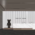 Modern company front desk office area reception area front desk background wall painting violent bear 3d model