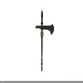Medieval Battle Weapon with Double Headed Axe Spear Tip and Ornate Wooden Handle