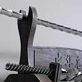 Traditional Samurai Sword And Chain Whip Weapon Display With Wooden Stand And Ornate Handle