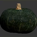Green Pumpkin with Textured Surface and Brown Stem Fresh Organic Healthy Food