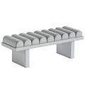 Modern Upholstered Bench With Tufted Light Beige And Brown Cushions And Wooden Legs