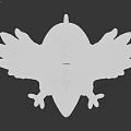 Cute Yellow Cartoon Bird with White Spread Wings Plump Body and Pink Cheeks