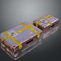 Daily Necessities Metal Storage Cases Strapped With Yellow Tape And Labels