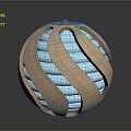 Futuristic Spherical Sci Fi Device With Metallic Gold Stripes And Blue Glowing Core
