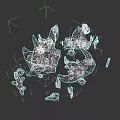 Low Poly Plant Painting With Green Foliage White Stones And Small Plants On Dark Background