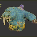 Blue Walrus Character With Purple Octopus Spots White Tusks Red Star And Fringe Skirt