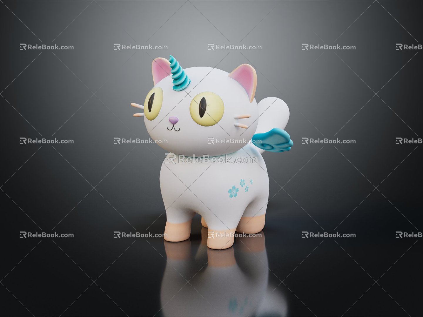 Modern Game Character Angel Cat Cartoon Cat 3d model