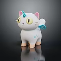 Cute White Unicorn Cat Game Movie Character 3D Model With Blue Pink Horn And Wings