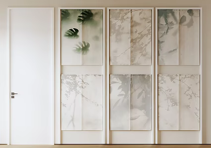 Nordic Curtain Door Curtain Printed Tree Shadow Door Curtain 3d model
