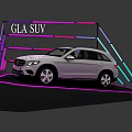 Modern Display Shelf Showcasing CLA SUV with Purple Blue Lighting 3d model