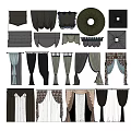 Various Curtain Styles With Different Colors Patterns And Decorative Details For Windows 3d model