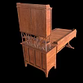 Spacious Vintage Wooden Desk With Upper Bookshelf Drawers And Classic Design