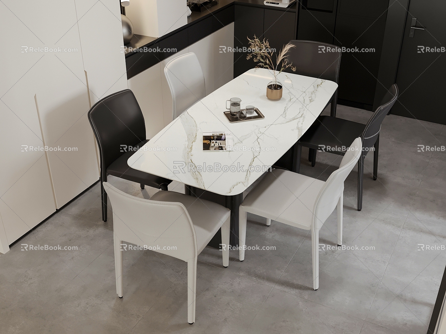 Modern Dining Table and Chair 3d model