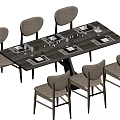 Modern Dining Table Set With Upholstered Chairs And Wooden Top For Home Use