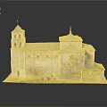 Historic Church Building Model Featuring Bell Tower Dome Roof And Stone Exterior Walls