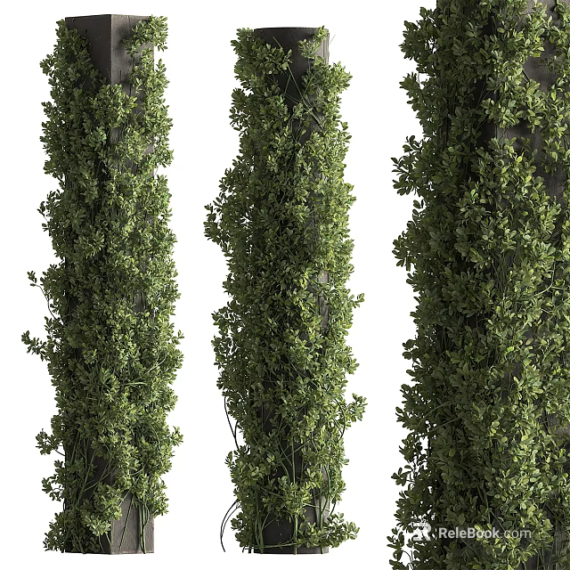 Tall Columns Covered With Lush Green Vines And Foliage Design Ideas 3d model 