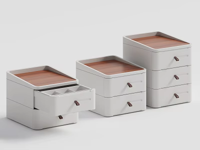 Modern Minimalist White Bedside Tables With Wooden Top And Drawer Storage For Bedroom Organization 3d model