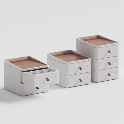 Modern Minimalist White Bedside Tables With Wooden Top And Drawer Storage For Bedroom Organization 3d model