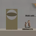 Wabi Sabi Table Lamp With Modern Geometric Design And Figurines On Vogue Cover Books