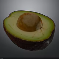 Halved Fresh Avocado With Green Creamy Flesh And Brown Pit