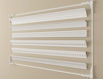 Various Gypsum Crown Molding Designs for Interior Home Decoration 3d model