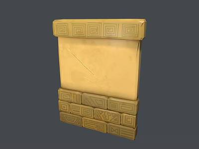 Yellow Decorative Wall Panel With Geometric Pattern And Brick Base Design 3d model