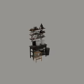 Organized Kitchenware Display On Wall Mounted Wooden Shelves With Storage Cabinet And Containers