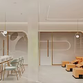 Modern Beauty and Hair Salon Interior With Elegant Chandelier Staircase and Sofa Seats
