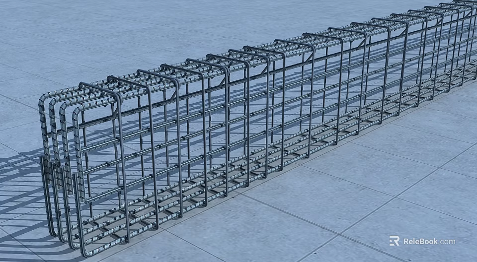 Building Component Metal Frame Structure Long Strip with Multiple Connections on Gray Ground 3d model 