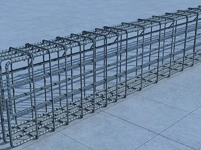 Building Component Metal Frame Structure Long Strip with Multiple Connections on Gray Ground 3d model