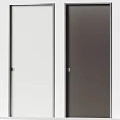 Modern White And Dark Brown Hinged Doors With Sleek Frame And Metal Handles